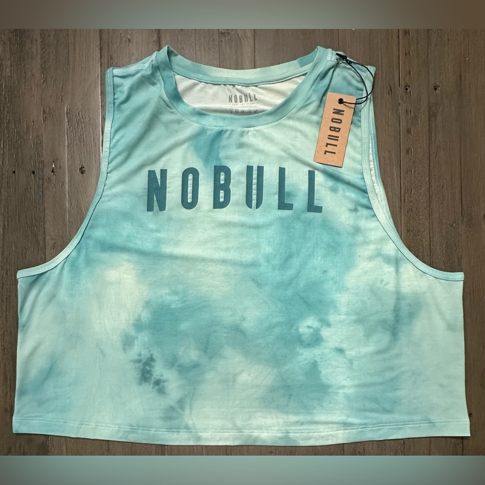 NWT NOBULL Women's Muscle Tank - XXL - Vanilla and Aqua Tie Dye - Picture 2 of 7